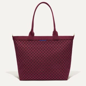 The Lightweight Zip Tote - Cabernet Check
